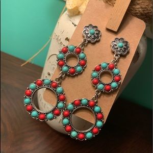 Navaho Western Concho Chandelier Earring  NEW